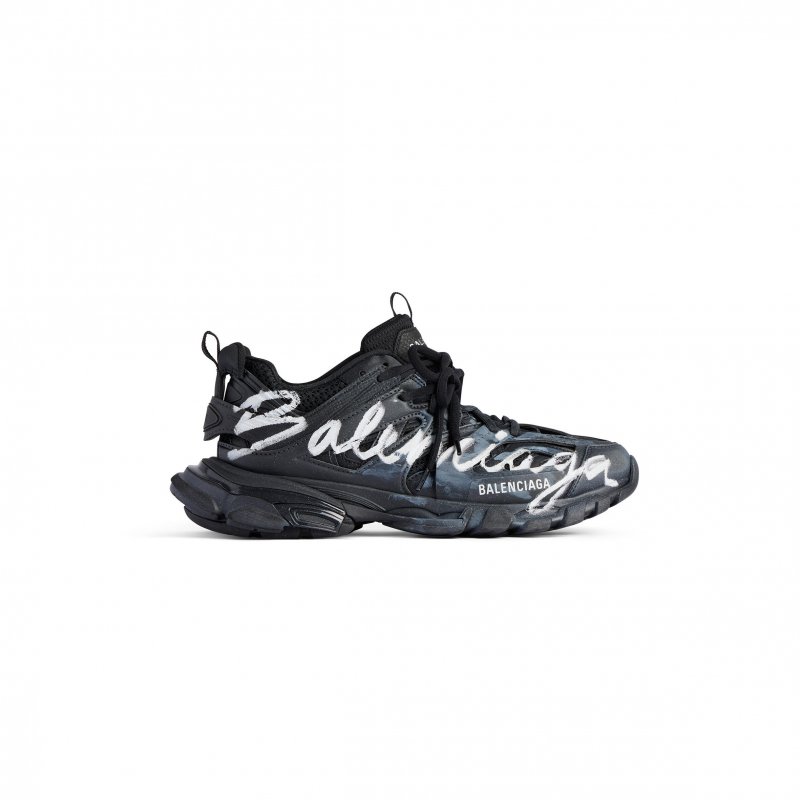 (image for) BALENCIAGA WOMEN'S TRACK SIGNATURE SNEAKER IN BLACK WHITE 542023WTRHW1090