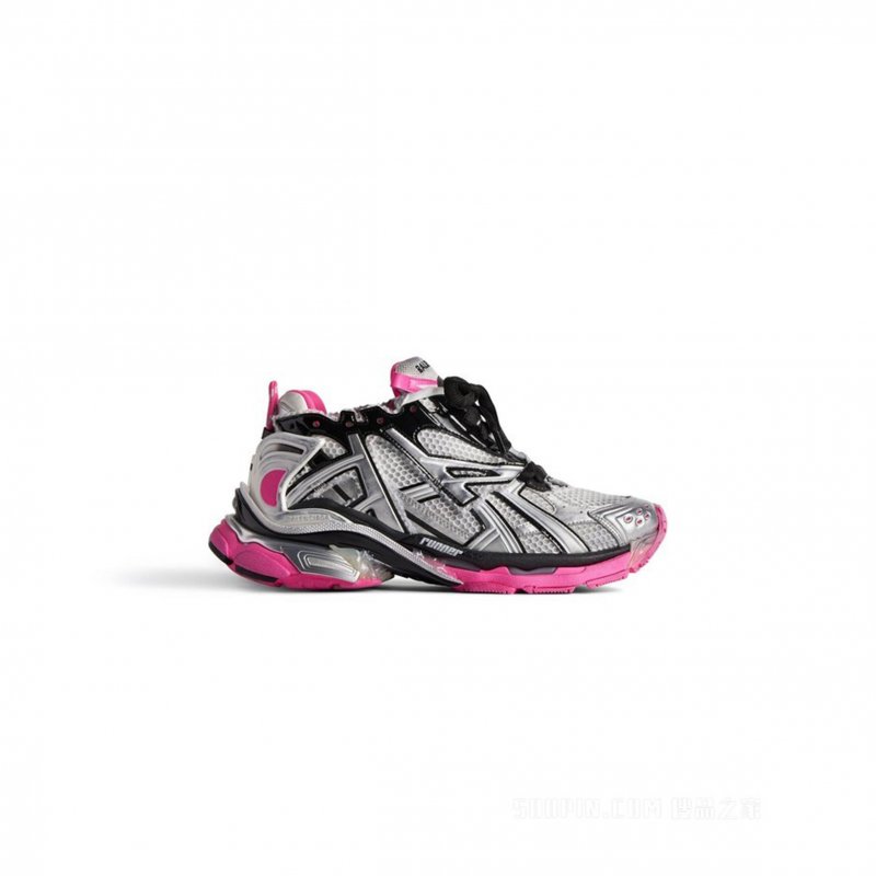 (image for) BALENCIAGA WOMEN'S BLACK SILVER RUNNER SNEAKERS 677402W3RBW9155