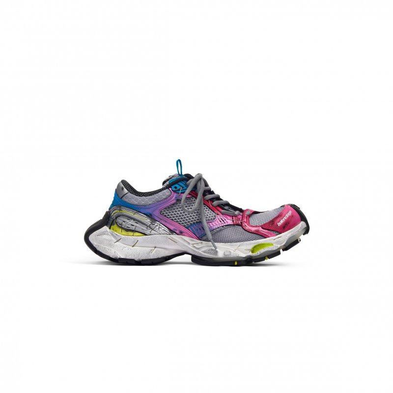 (image for) BALENCIAGA WOMEN'S STAPLER SNEAKER IN GREY BLUE PINK NEON YELLOW WHITE 803682W3ST41457