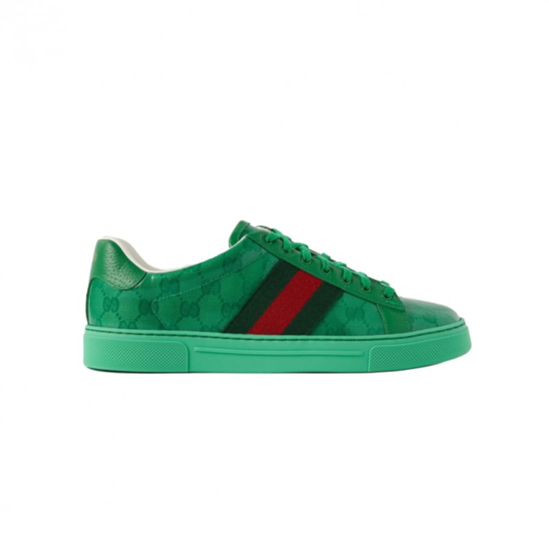 (image for) GUCCI ACE MONOGRAMMED LEATHER-TRIMMED COATED-CANVAS SNEAKERS 576963