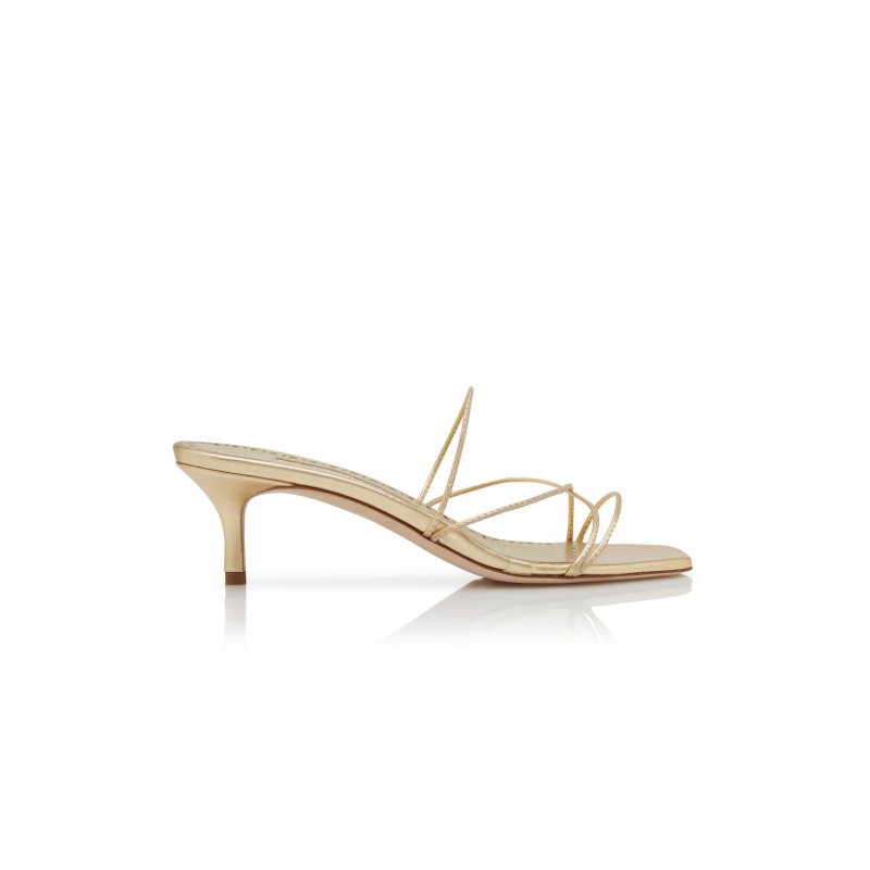 (image for) MANOLO BLAHNIK NINFEMU GOLD NAPPA LEATHER OPEN TOE MULES 224-1685-0001