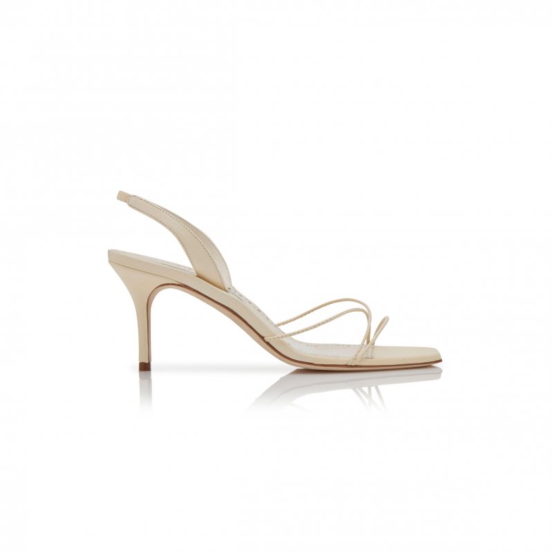 (image for) MANOLO BLAHNIK NINFEA CREAM NAPPA LEATHER SLINGBACK SANDALS 224-1684-0001