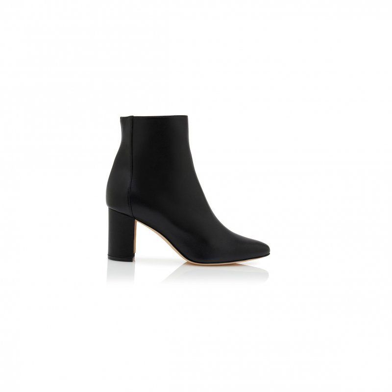 (image for) MANOLO BLAHNIK ROSIE BLACK NAPPA LEATHER ANKLE BOOTS 219-0385-0003