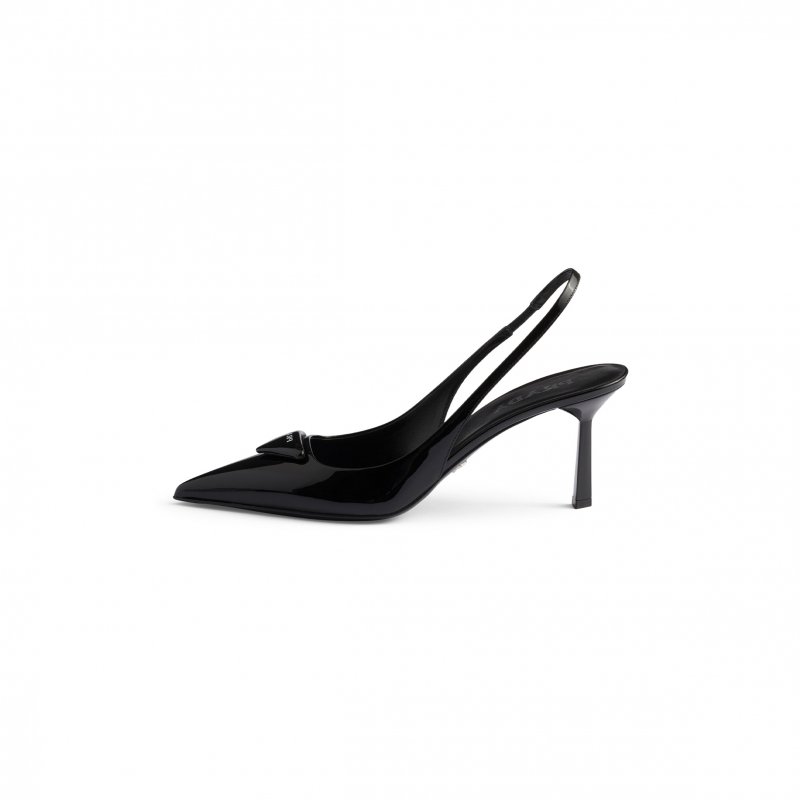 (image for) PRADA TRIANGLE LOGO LEATHER HIGH HEELS