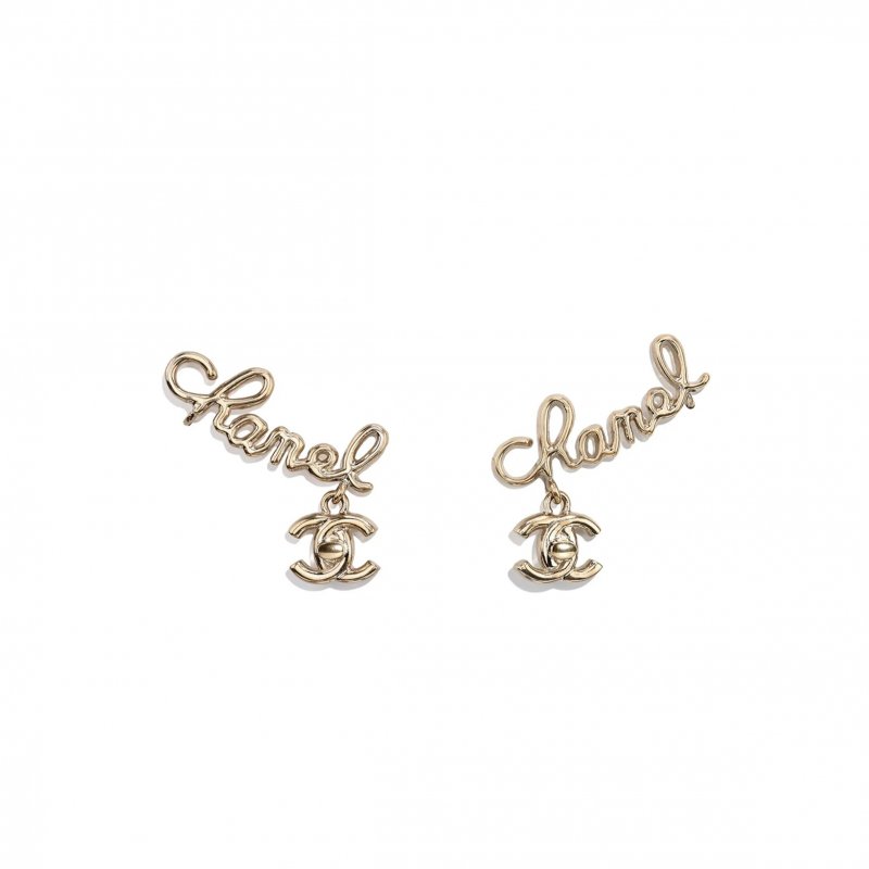 (image for) CHANEL CC LOGO CURSIVE SIGNATURE GOLD TONE EAR CRAWLER CUFF CLIP EARRINGS