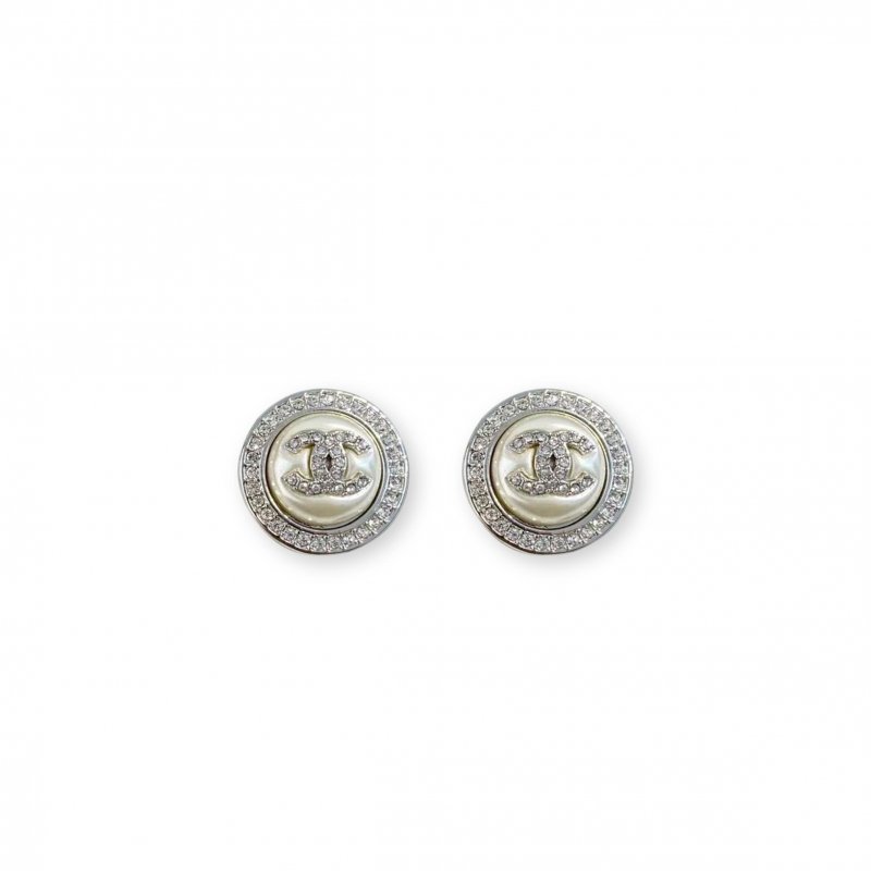 (image for) CHANEL CC PEARL CRYSTAL ROUND STUD EARRINGS 300147