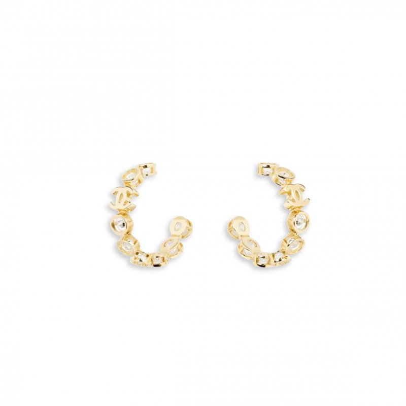 (image for) CHANEL LOGO CRYSTAL EARRINGS GOLD ABE278