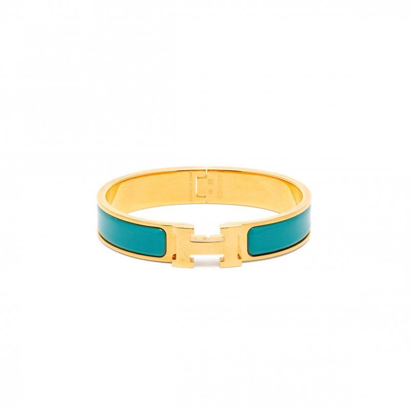 (image for) HERMÈS CLIC H TURQUOISE ENAMEL GOLD PLATED BRACELET