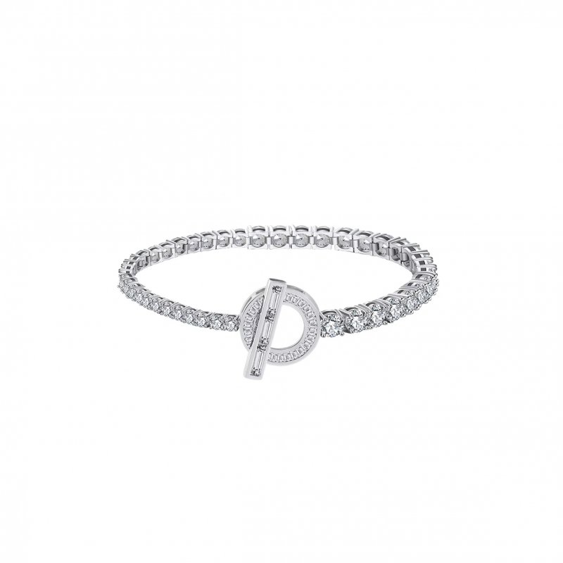 (image for) HERMÈS OT BUCKLE CUBIC ZIRCONIA STERLING SILVER BRACELET