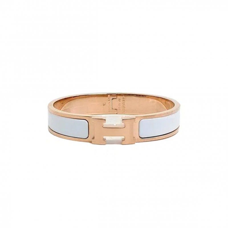 (image for) HERMÈS WHITE ENAMEL NARROW CLIC CLAC H BRACELET PM