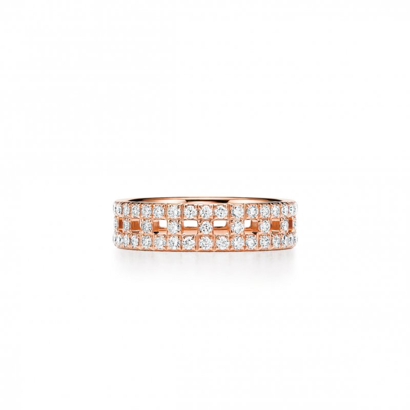 (image for) TIFFANY T TRUE WIDE RING IN ROSE GOLD WITH PAVÉ DIAMONDS 63963097