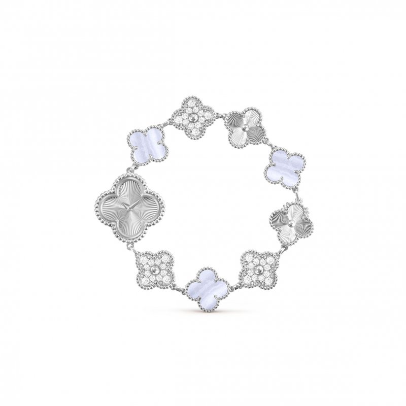 (image for) VAN CLEEF SWEET ALHAMBRA WATCH 18K WHITE GOLD CHALCEDONY DIAMOND VCARPEU100