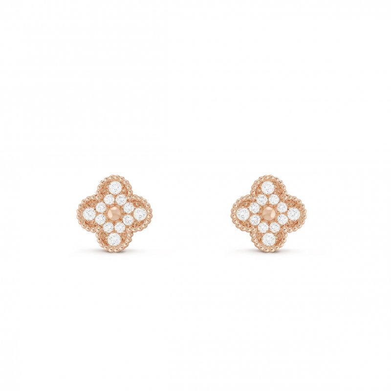 (image for) VAN CLEEF ARPELS VINTAGE ALHAMBRA EARRINGS - ROSE GOLD, DIAMOND VCARP2R500