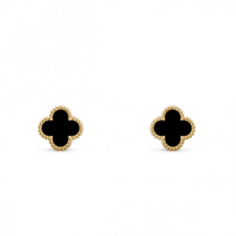 (image for) VAN CLEEF ARPELS SWEET ALHAMBRA EARSTUDS - YELLOW GOLD, ONYX VCARA44900