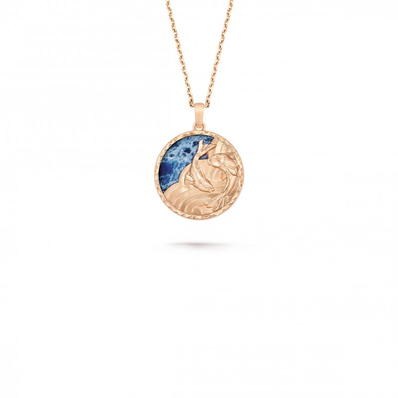 (image for) VAN CLEEF ARPELS ZODIAQUE LONG NECKLACE PISCIUM (PISCES) - ROSE GOLD, SODALITE VCARP9RG00