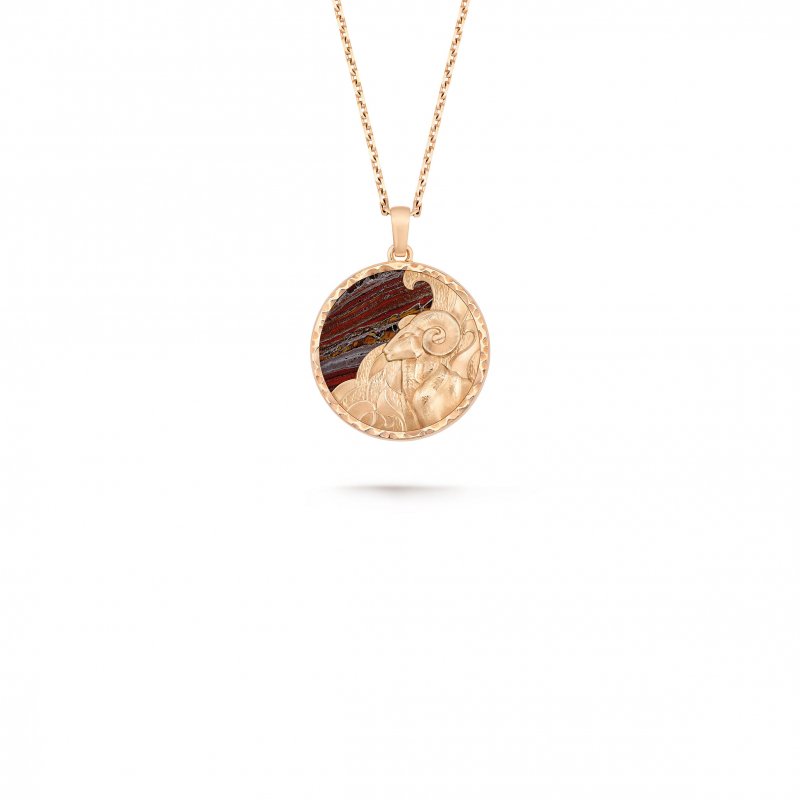 (image for) VAN CLEEF ARPELS ZODIAQUE LONG NECKLACE ARIETIS (ARIES) - ROSE GOLD, IRON EYE VCARP9R800