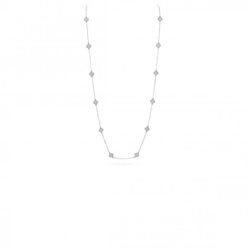 (image for) VAN CLEEF ARPELS SWEET ALHAMBRA LONG NECKLACE, 16 MOTIFS - WHITE GOLD, DIAMOND VCARO85A00