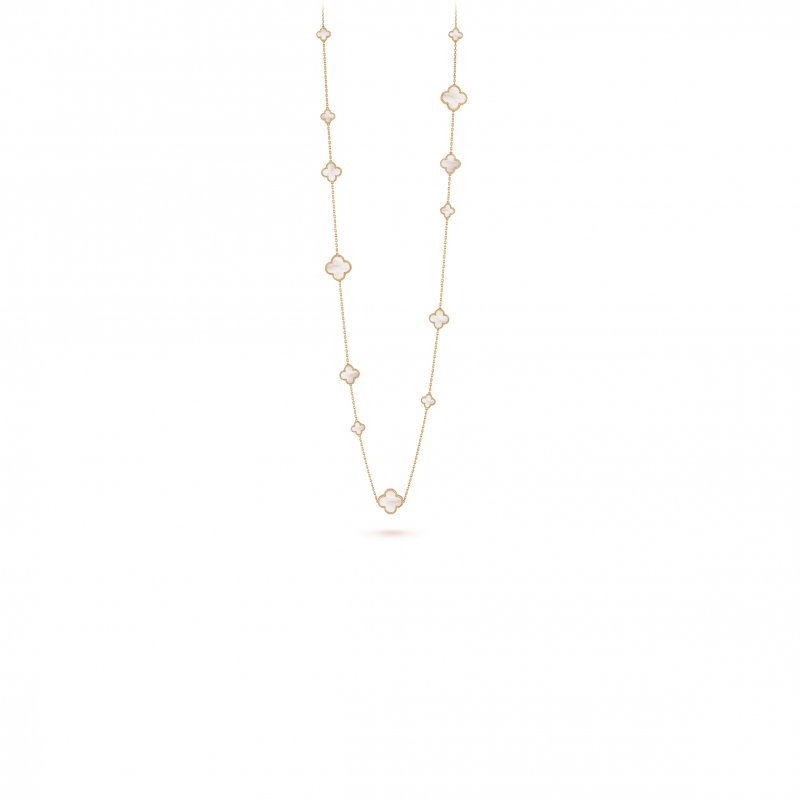 (image for) VAN CLEEF ARPELS MAGIC ALHAMBRA LONG NECKLACE, 16 MOTIFS - YELLOW GOLD, MOTHER-OF-PEARL VCARD79300