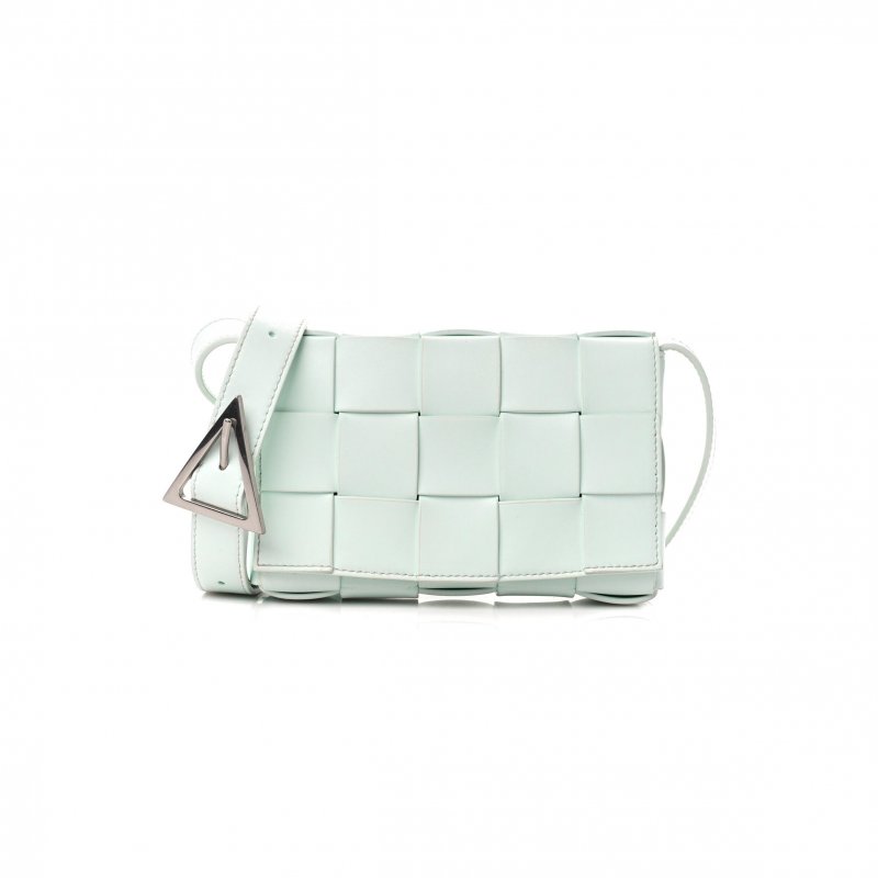 (image for) BOTTEGA VENETA LAMBSKIN MAXI INTRECCIATO CASSETTE CROSSBODY BAG GLACIER (19*12*4cm)
