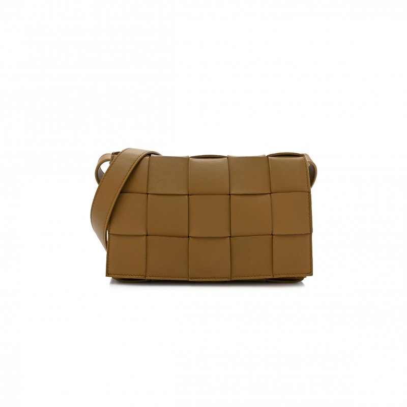 (image for) BOTTEGA VENETA LAMBSKIN MAXI INTRECCIATO CASSETTE CROSSBODY BAG ACORN (23*15*5.5cm)