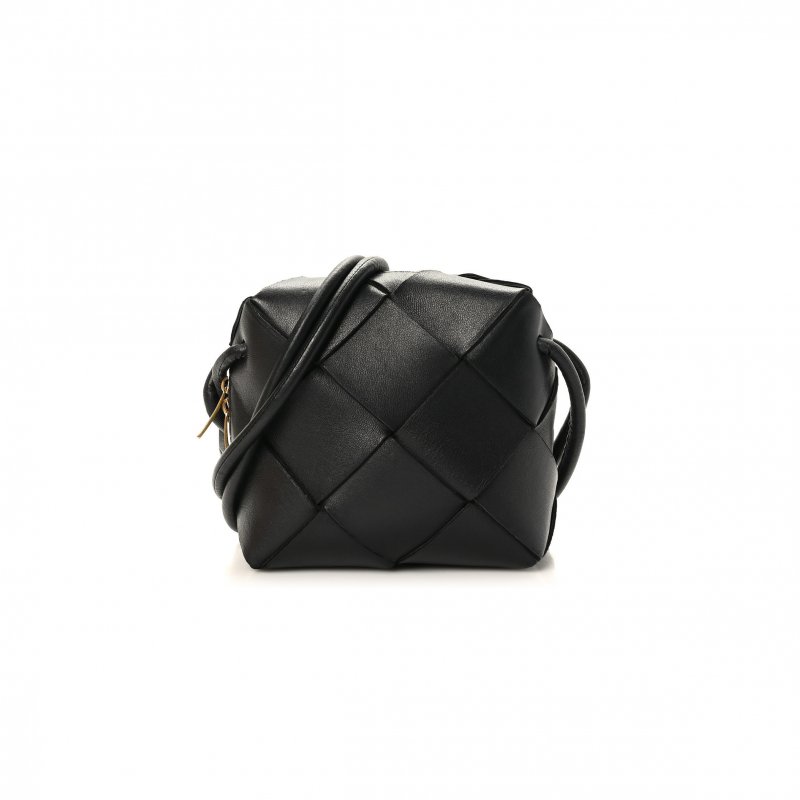 (image for) BOTTEGA VENETA LAMBSKIN MAXI INTRECCIATO MINI CASSETTE CAMERA BAG BLACK (15*14*7cm)