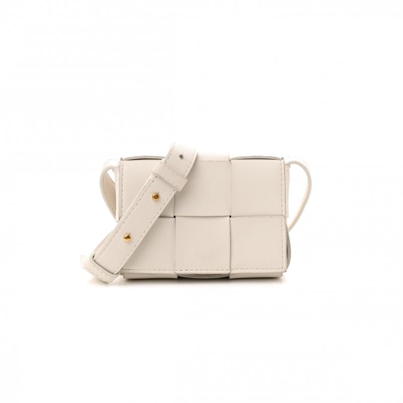 (image for) BOTTEGA VENETA LAMBSKIN MAXI INTRECCIATO EXTRA MINI CASSETTE CROSSBODY BAG WHITE (13*9*4cm)