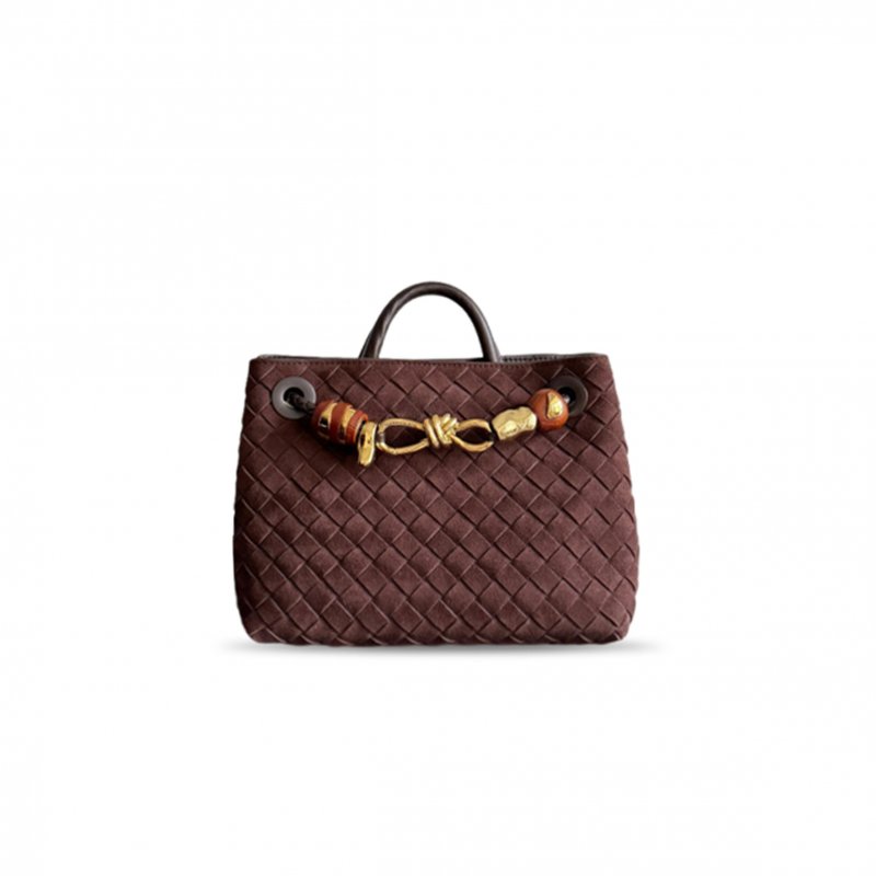 (image for) BOTTEGA VENETA ANDIAMO SMALL SUEDE TOTE IN BLACK BROWN BAG 743568 (25*22*10.5cm)