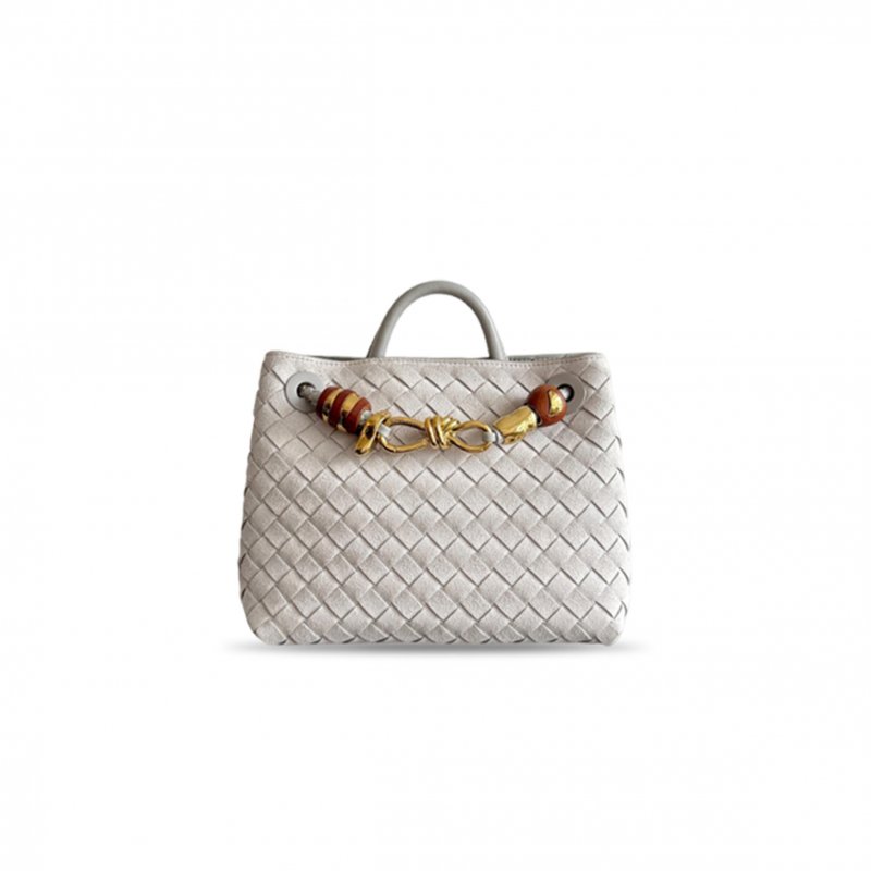 (image for) BOTTEGA VENETA ANDIAMO SMALL SUEDE TOTE SUEDE SILVER-GRAY BAG 743568 (25*22*10.5cm)