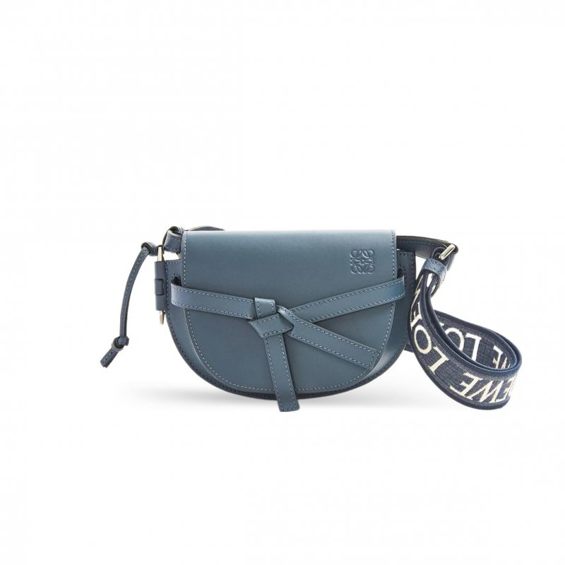 (image for) LOEWE MINI GATE DUAL BAG IN SOFT CALFSKIN AND JACQUARD A650N46X13-6901 (21*12.5*9.5cm)