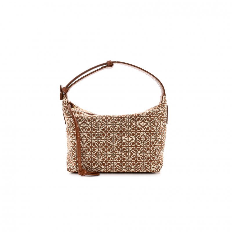 (image for) LOEWE JACQUARD ANAGRAM CALFSKIN SMALL CUBI BAG TAN PECAN (20*16*12cm)