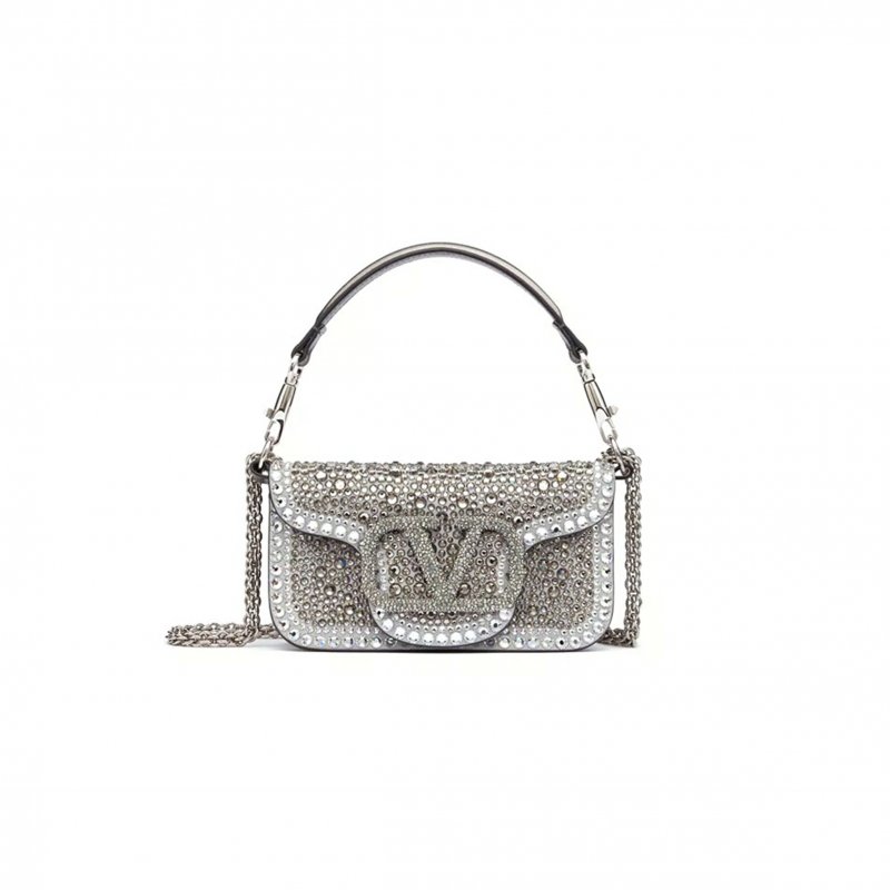 (image for) VALENTINO SMALL VALENTINO GARAVANI LOCÒ SHOULDER BAG WITH RHINESTONES 3W0B0K53JFN_ZQG (20*11*5cm)