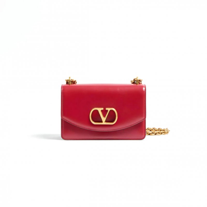 (image for) VALENTINO SMALL VALENTINO GARAVANI VAIN SHOULDER BAG IN SHINY CALFSKIN 6W0B0R17GCB_0RO (19.5*13*7cm)