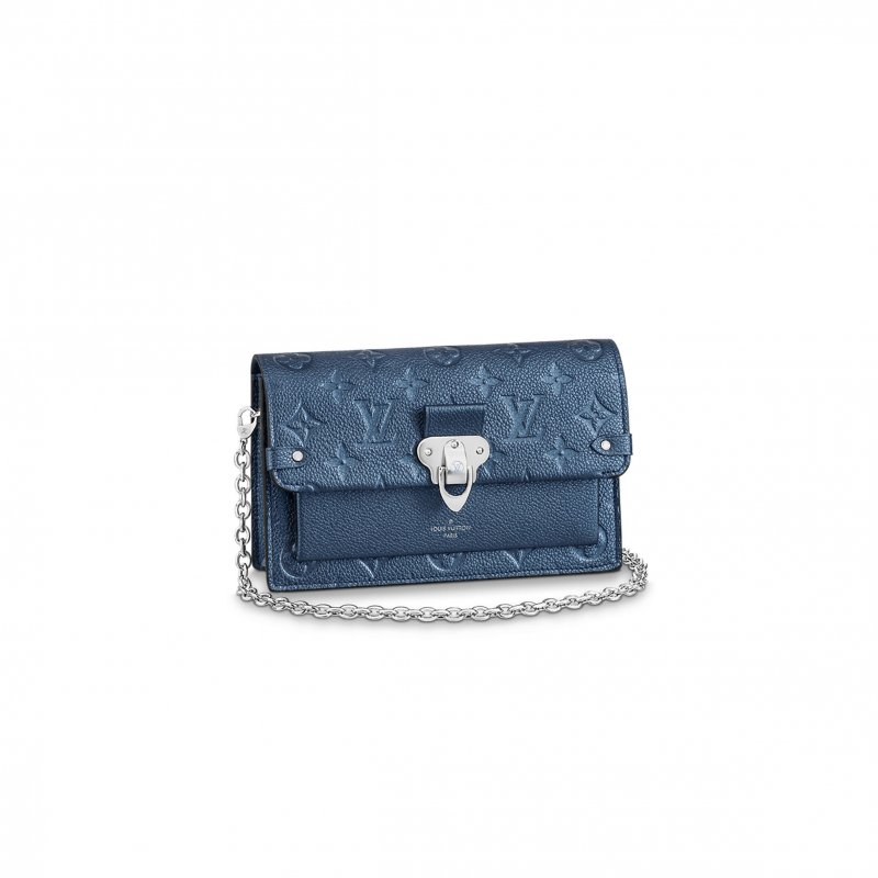 (image for) LOUIS VUITTON MASTER PLATINE MONOGRAM EMPREINTE VAVIN CHAIN WALLET SILVER HARDWARE M59077 (19*12*4cm)