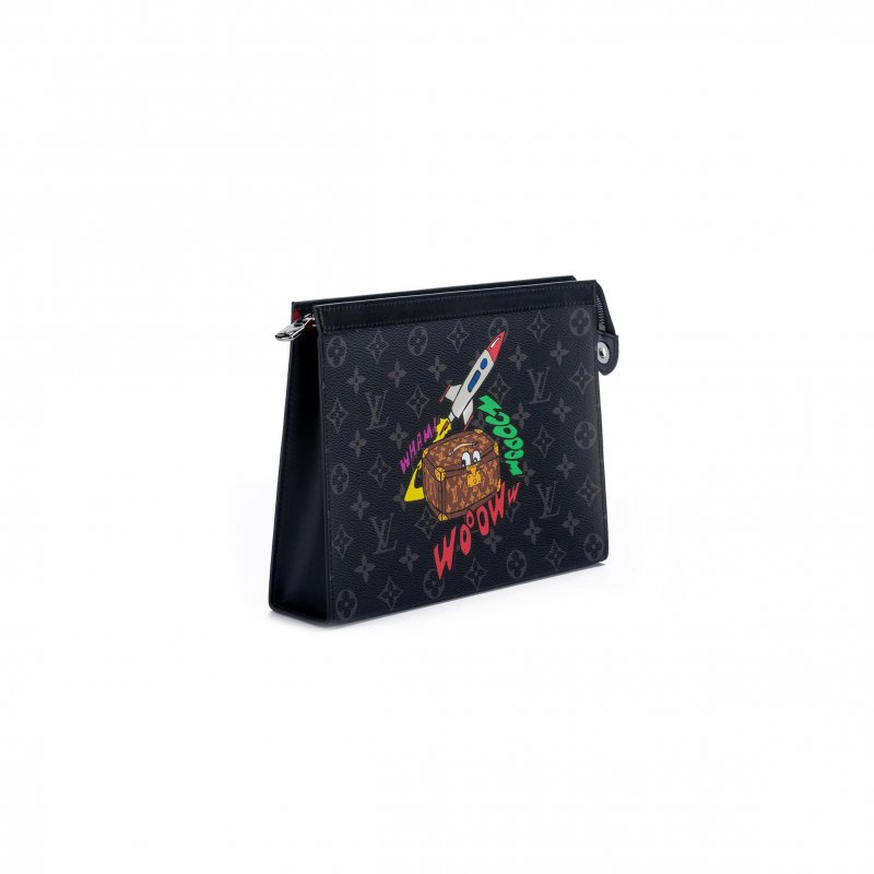 (image for) LOUIS VUITTON MASTER POCHETTE VOYAGE COMIC TRUNK MONOGRAM ECLIPSE CANVAS MM M80914 (26*20*5cm)