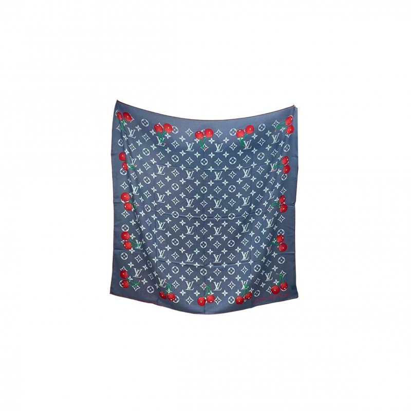 (image for) LOUIS VUITTON SCARF MURAKAMI LV X TM DENIM CERISE SHAWL M96094 (90*90cm)