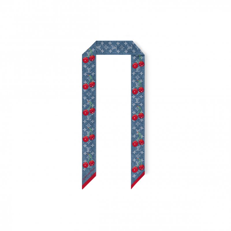 (image for) LOUIS VUITTON SCARF MURAKAMI LV X TM DENIM CERISE BANDEAU M96390