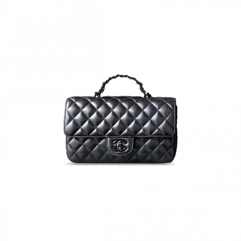 (image for) CHANEL MASTER LARGE LAMBSKIN QUILTED COCO POP TOP HANDLE FLAP BLACK AS5243 (23*12*6cm)