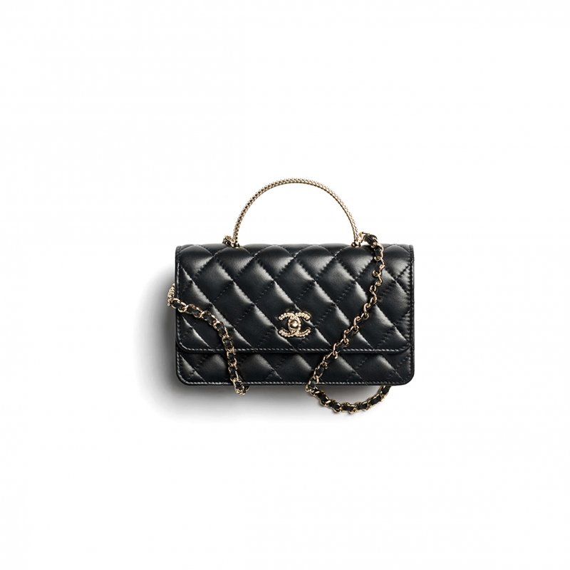 (image for) CHANEL MASTER CLUTCH WITH CHAIN LAMBSKIN, STRASS & GOLD-TONE METAL BLACK AP4831 (18.5*11*6cm)