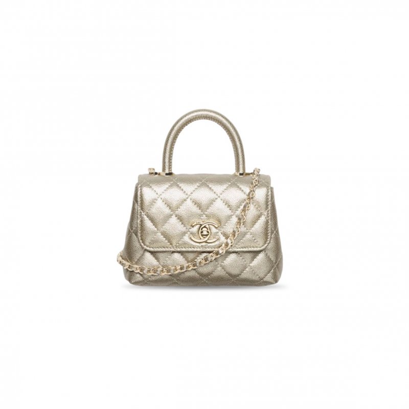 (image for) CHANEL MASTER 25K QUILTED CALFSKIN SHOULDER BAG IN BRIGHT GOLD AP4244 (14.5*11.5*5.5cm)