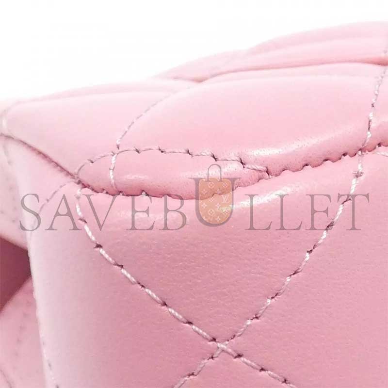CHANEL QUILTED TOP HANDLE MINI RECTANGULAR PINK LAMBSKIN AS2431 (20*12*6cm) [M32700] Shoes Jewelry Bag Watch Clothing 