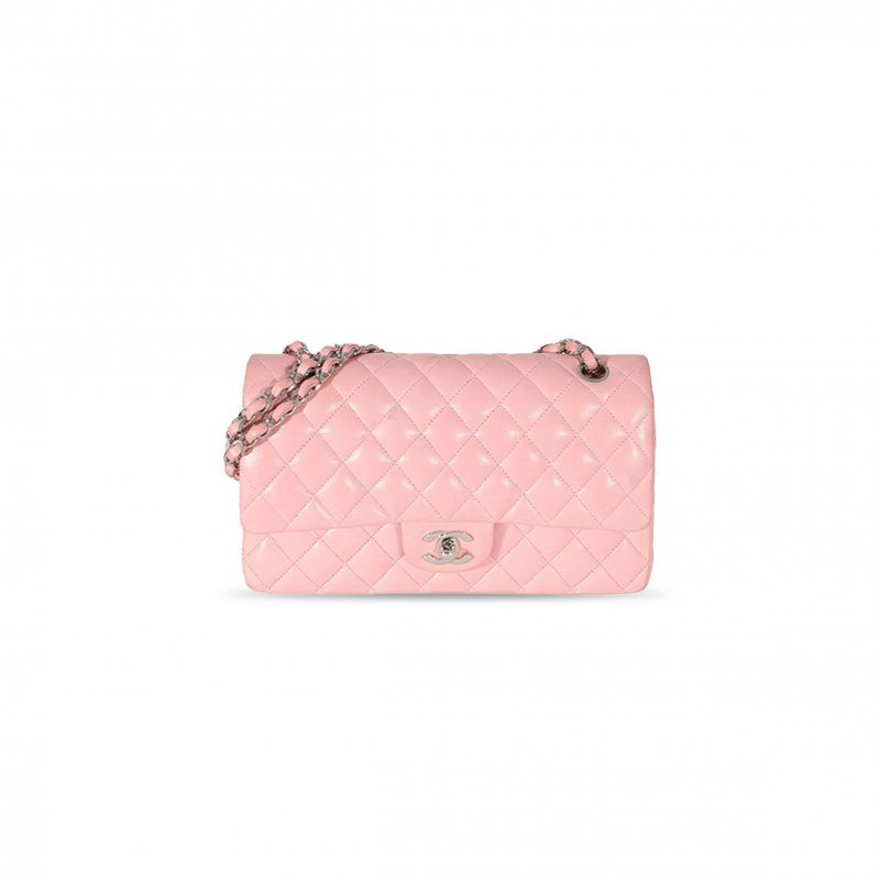(image for) CHANEL PINK LAMBSKIN MEDIUM CLASSIC DOUBLE FLAP BAG (25*16*7cm)