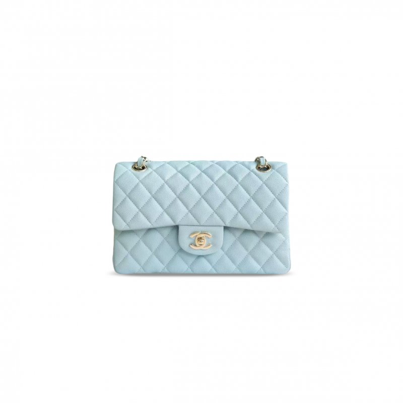 (image for) CHANEL QUILTED CALFSKIN SMALL CLASSIC FLAP BABY BLUE A01113 (23*14.5*6cm)