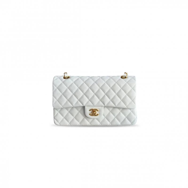(image for) CHANEL WHITE CAVIAR MEDIUM CLASSIC DOUBLE FLAP BAG A01112 (25.5*15.5*6.5cm)