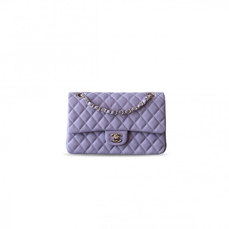 (image for) CHANEL PURPLE CAVIAR QUILTED MEDIUM DOUBLE FLAP LIGHT A01112 (25.5*15.5*6.5cm)