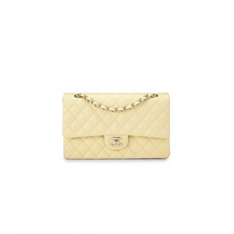 (image for) CHANEL YELLOW CALFSKIN CLASSIC DOUBLE FLAP MEDIUM AS0001 (25*15*6cm)