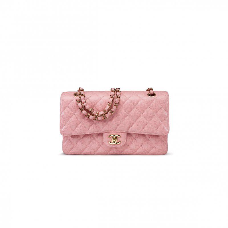 (image for) CHANEL PINK CAVAIR LEATHER MEDIUM DOUBLE FLAP BAG A37586 (25*15.5*6.5cm)