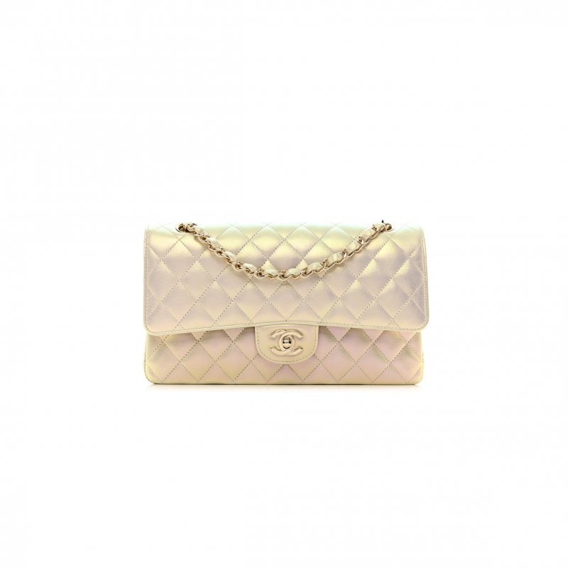 (image for) CHANEL IRIDESCENT LAMBSKIN QUILTED MEDIUM DOUBLE FLAP 1404212 (25*15*6cm)