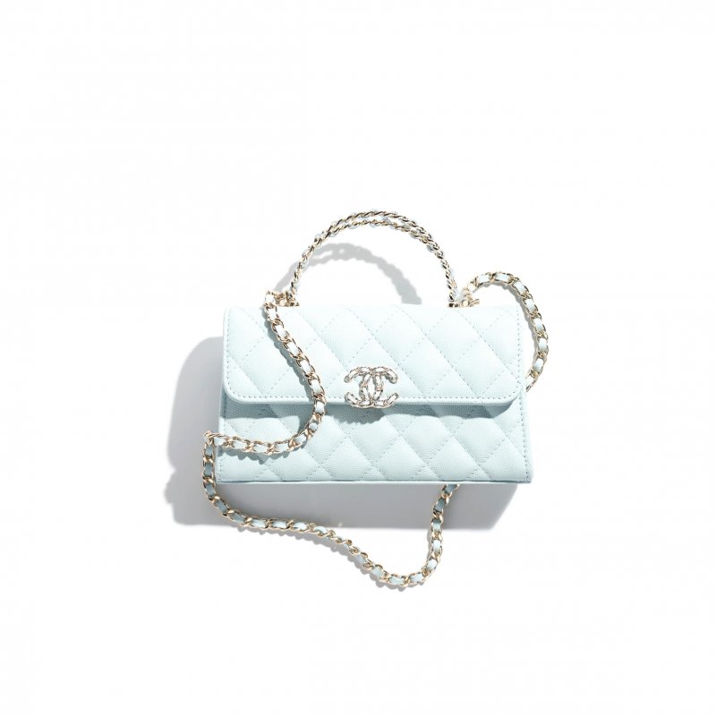 (image for) CHANEL FLAP PHONE HOLDER WITH CHAIN GRAINED SHINY AP3238 (18*10*4.5cm)