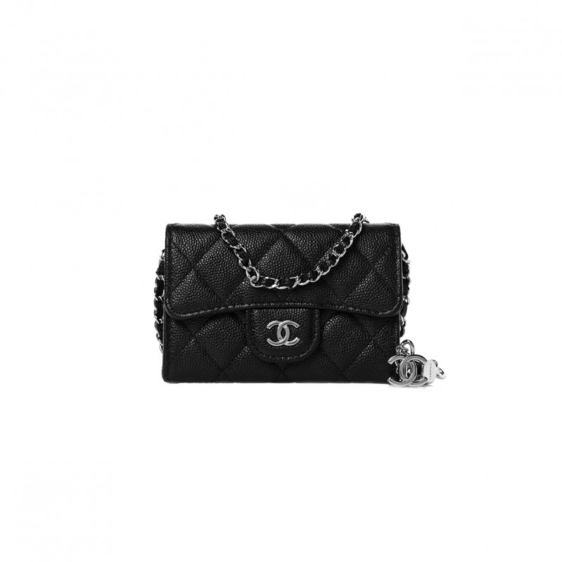 (image for) CHANEL CAVIAR QUILTED FLAP CLASSIC BELT BAG BLACK A81081 (10.5*7*2.5cm)
