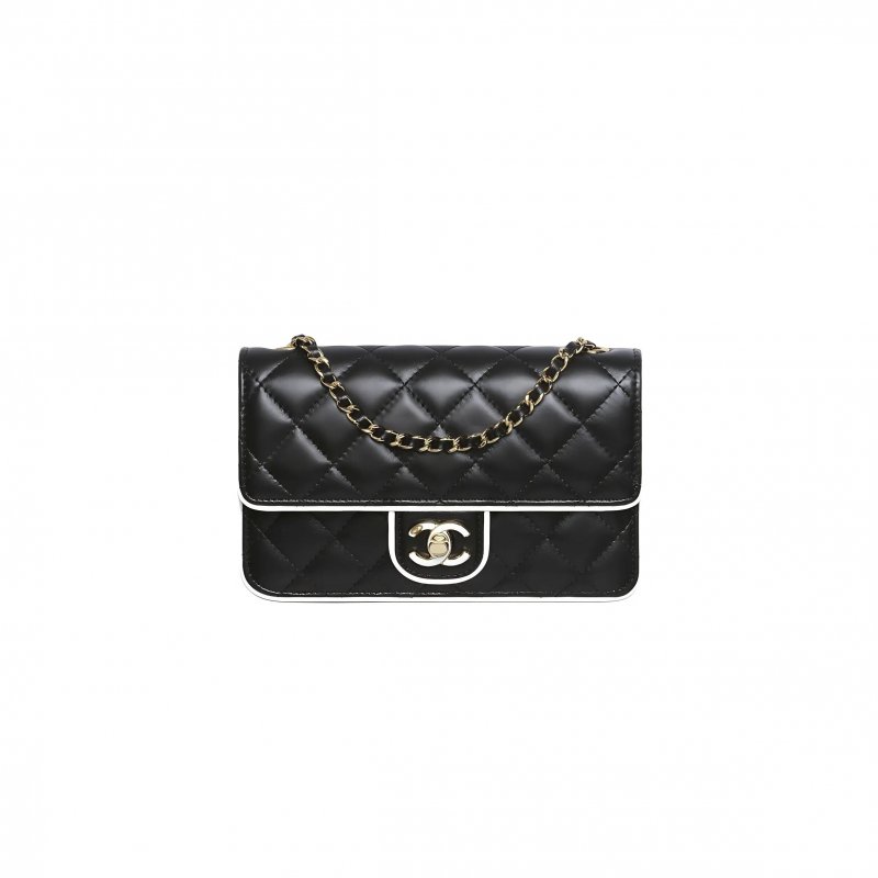 (image for) CHANEL WOC BLACK AND WHITE CHAIN WALLET SHOULDER BAG AP4511 (19*12*3.5cm)